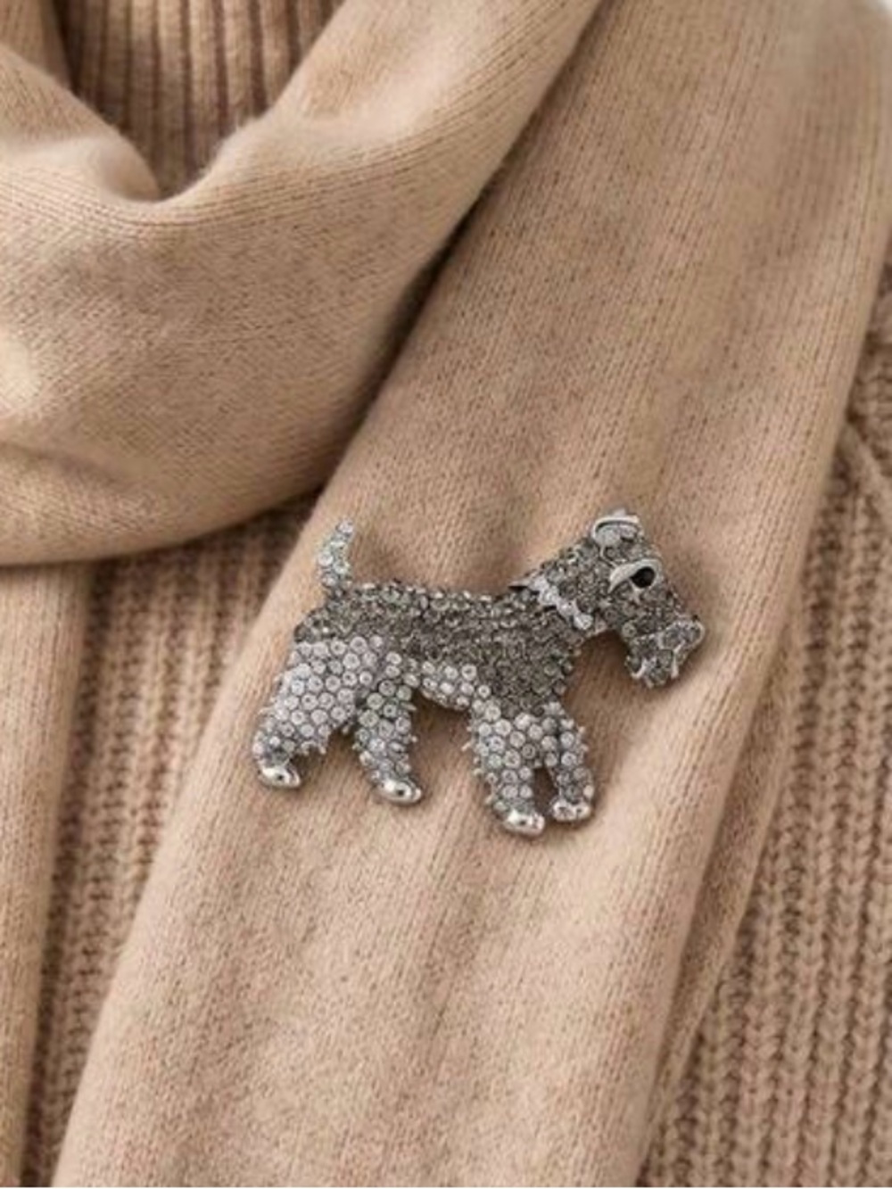 Sparkling Schnauzer Dog Brooch Pin